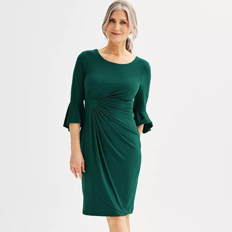 Womens Connected Apparel Solid Bell Sleeve Dress Product Image