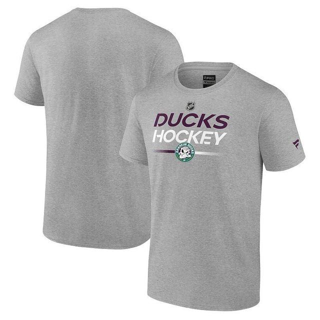 Mens Fanatics Branded Heather Gray Anaheim Ducks Authentic Pro Wordmark Alternate Logo T-Shirt Product Image