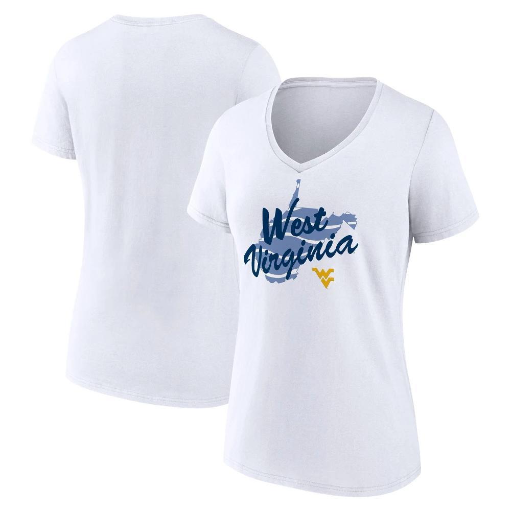 NCAA West Virginia Mountaineers Womens V-Neck White T-Shirt Product Image