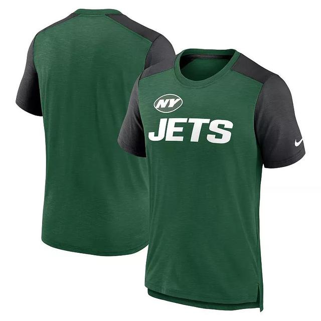 Mens Nike Heathered /Heathered Black New York Jets Color Block Team Name T-Shirt Product Image