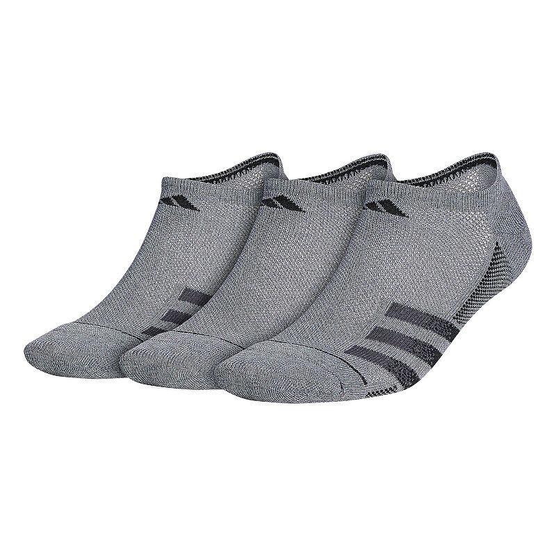 adidas Superlite Stripe 3 No Show Socks 3-Pair (Heather Dark Grey/Black/Night Grey) Men's Crew Cut Socks Shoes Product Image