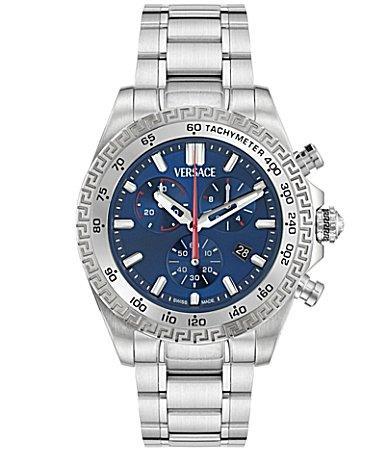 Versace Mens Chrono X Stainless Steel Blue Sunray Dial Bracelet Watch Product Image