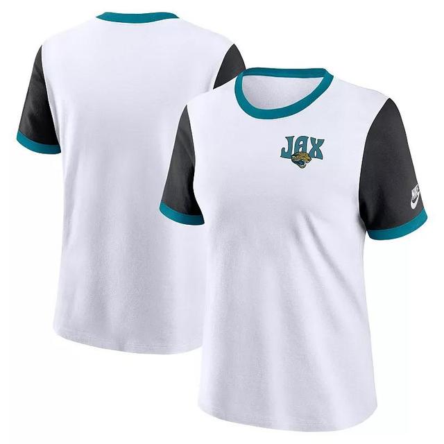 Womens Nike /Black Jacksonville Jaguars Rewind Ringer T-Shirt Product Image