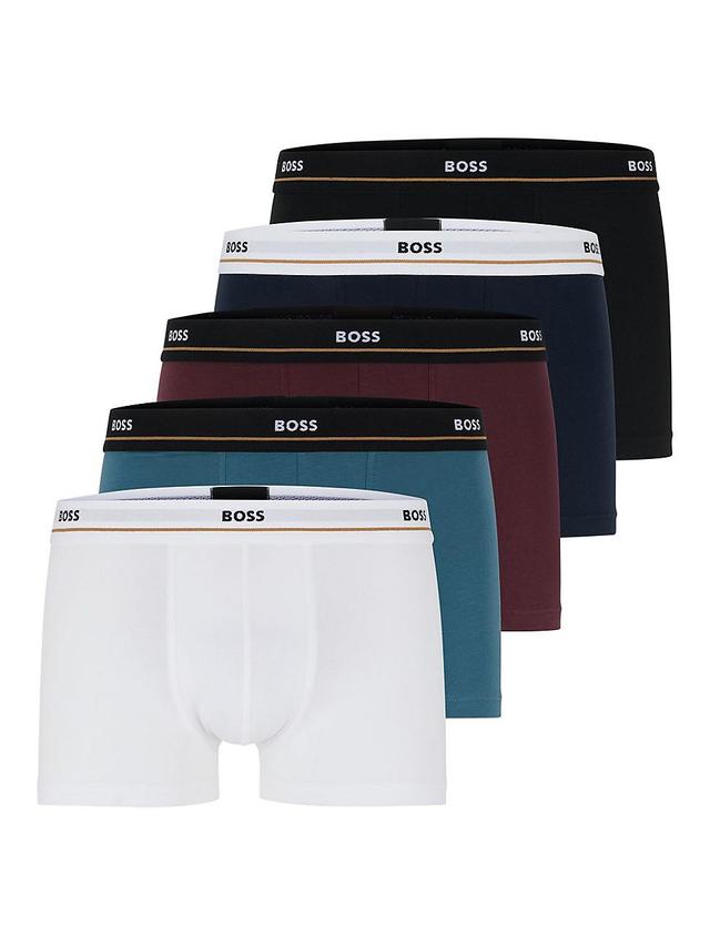 Mens Five-pack of stretch-cotton trunks with logo waistbands Product Image