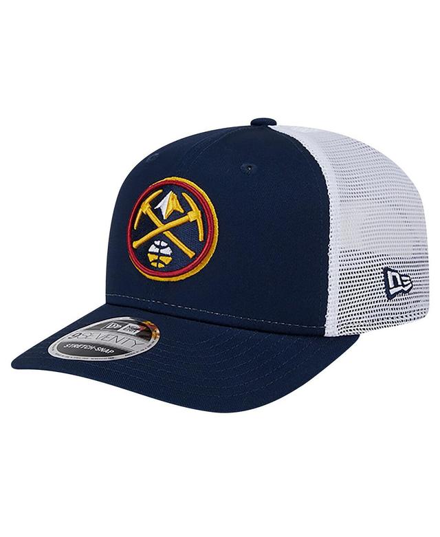 New Era Mens Navy Denver Nuggets Trucker 9SEVENTY Coolera Stretch-Snap Hat - Navy, White Product Image