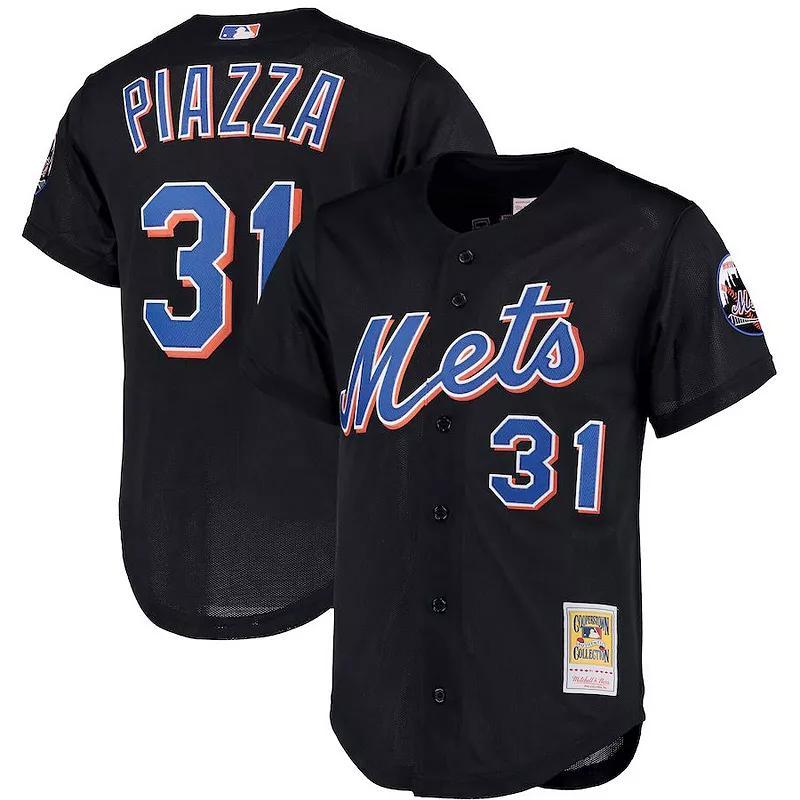 Mens Mitchell & Ness Mike Piazza New York Mets Big & Tall Cooperstown Collection Mesh Button-Up Jersey Product Image