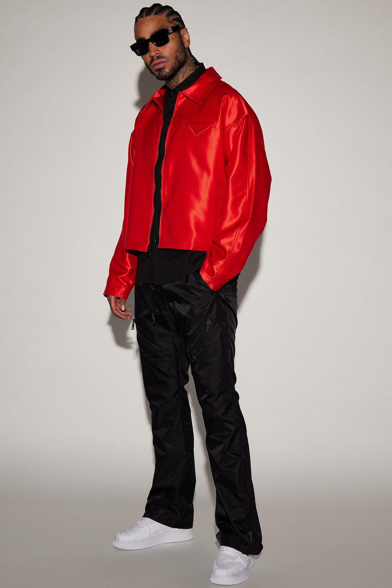 U Get Me Satin Cropped Jacket - Red Product Image