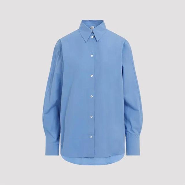 Light Blue Kimono Sleeve Cotton Shirt Product Image