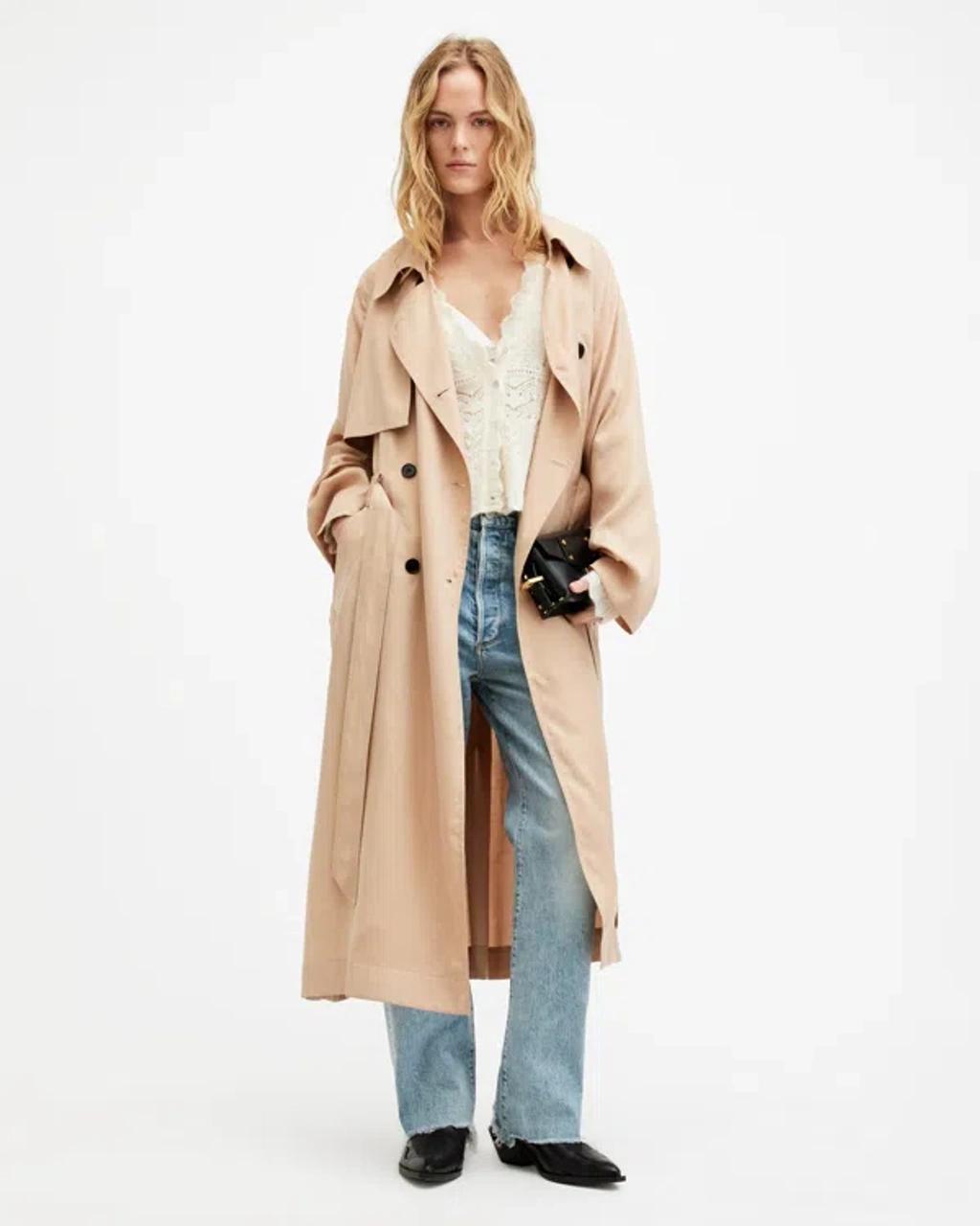 Kikki Oversized Trench Coat In Sesame Beige Product Image