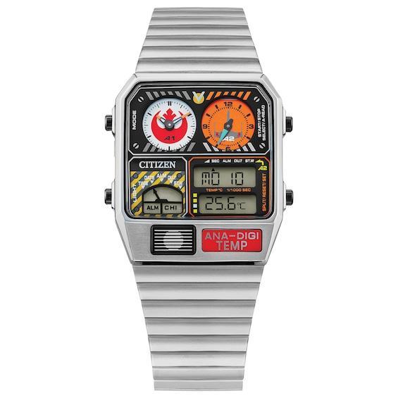 Star Wars by Citizen Rebel Pilot Analog-Digital Silver-Tone Stainless Steel Bracelet Watch 33mm Product Image