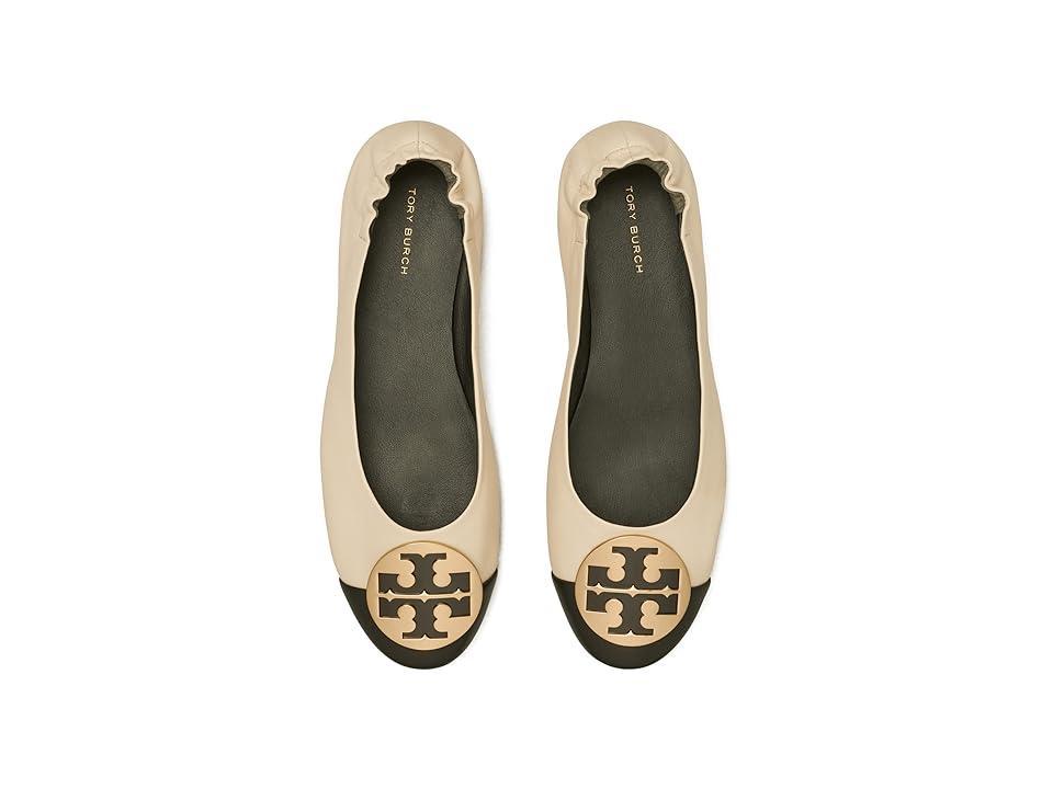 Tory Burch Claire Cap Toe Ballet (New Cream/Black/Gold) Women's Shoes Product Image