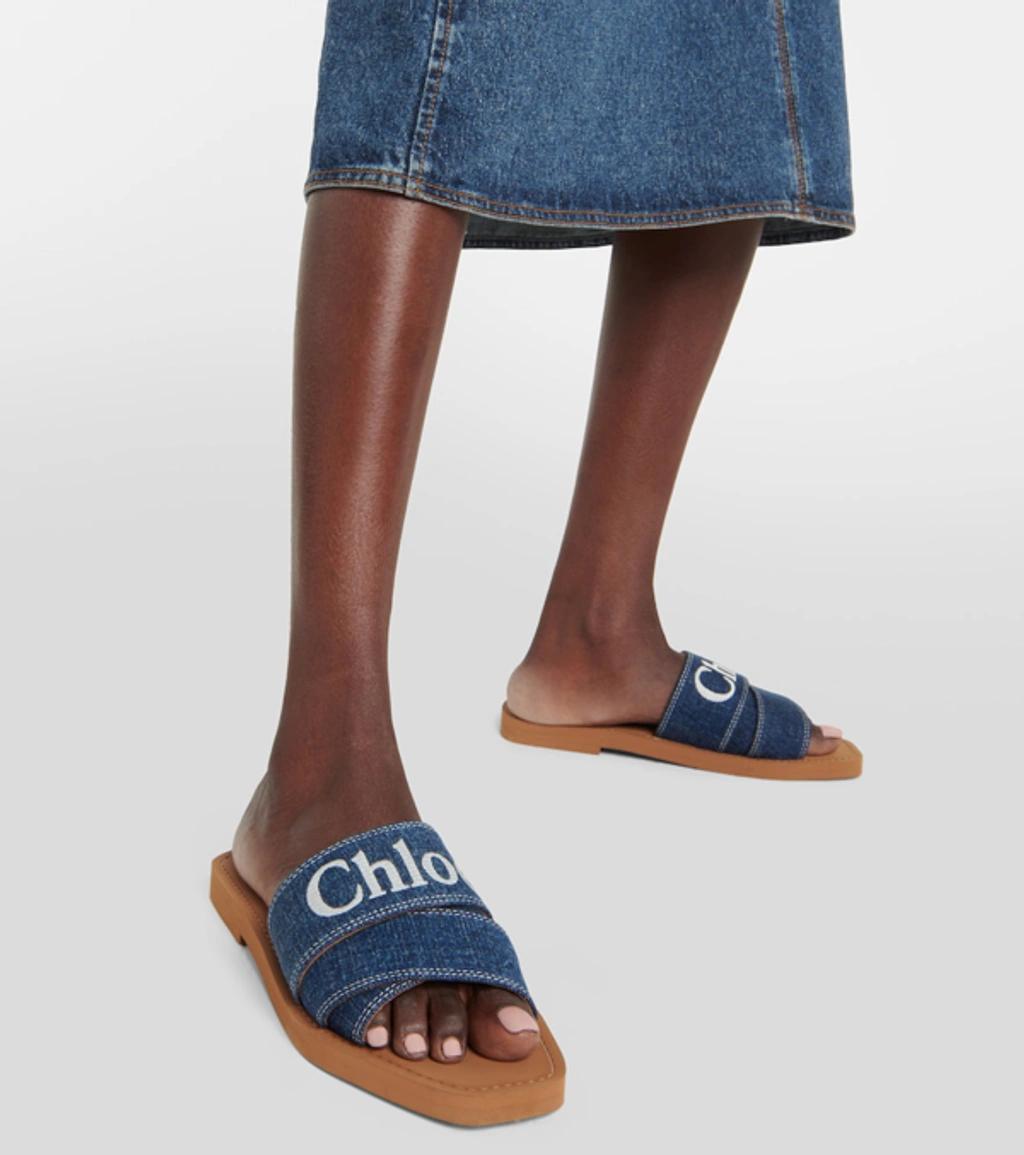 CHLOÉ Woody Flat Mule In Blue Product Image