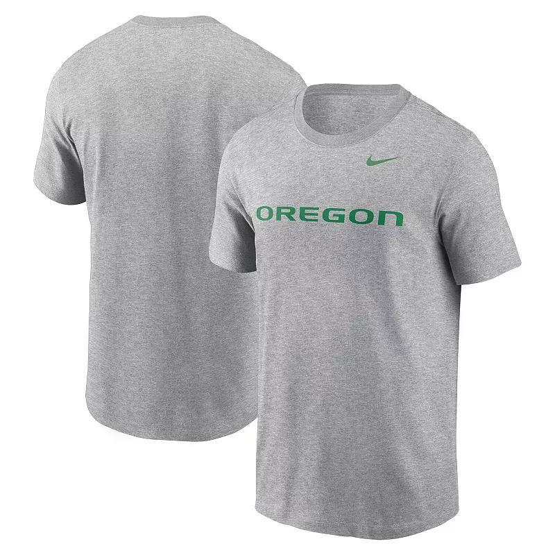 Mens Nike Heather Gray Oregon Ducks Primetime Evergreen Wordmark T-Shirt Product Image