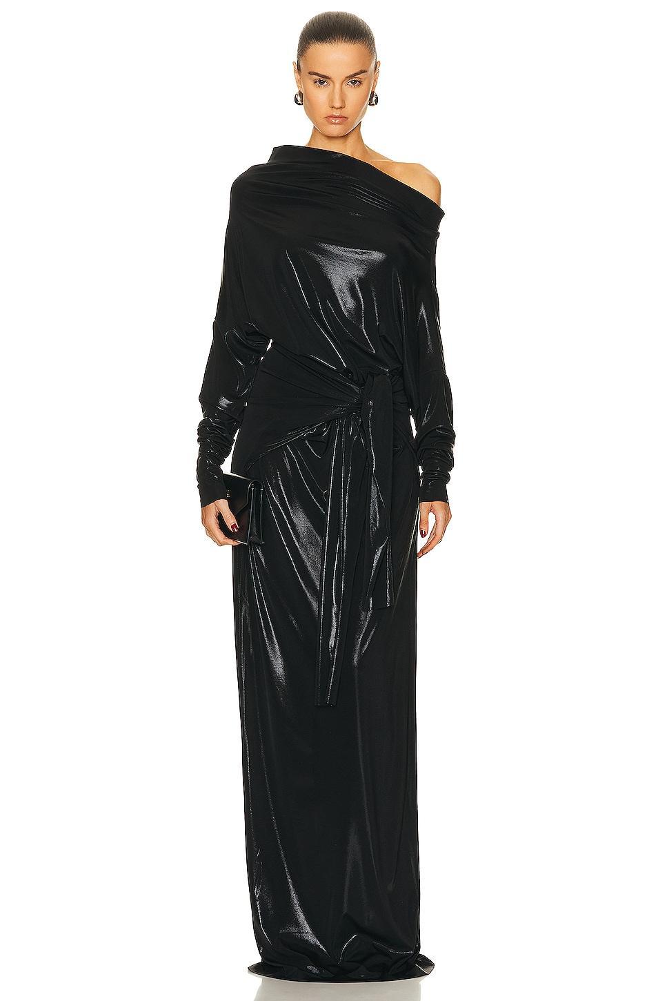 Norma Kamali Four Sleeve All In One Gown Black. (also in L, M, S). Product Image