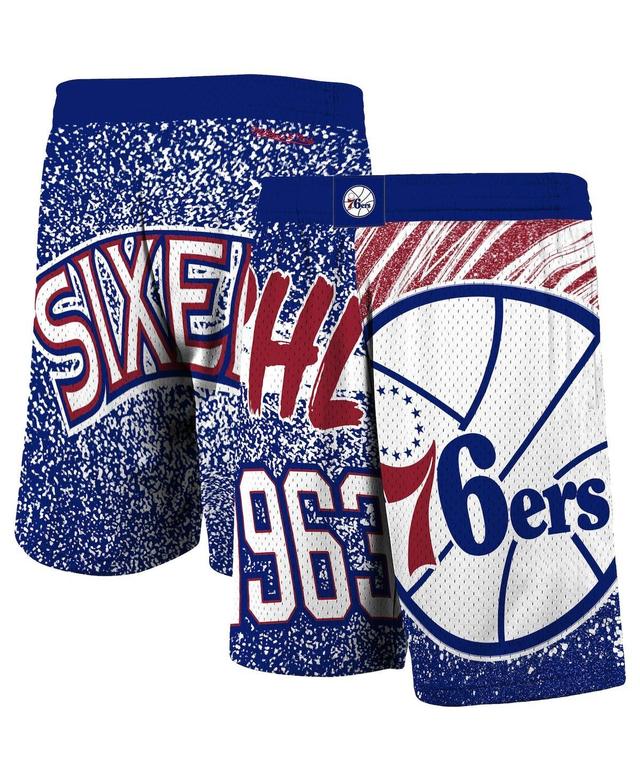 Mens Royal Philadelphia 76ers Hardwood Classics Jumbotron Sublimated Shorts Product Image