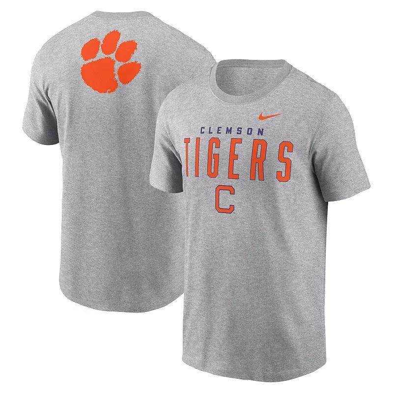 Mens Nike Heather Gray Clemson Tigers Campus 2-Hit Primary Mascot T-Shirt Product Image