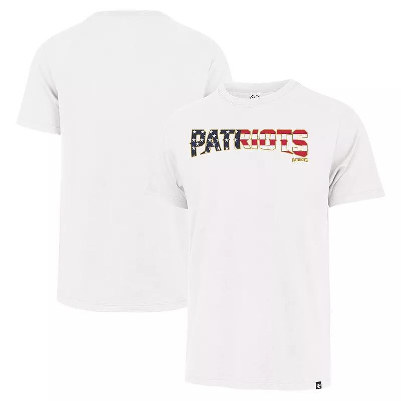 47 Brand Mens White New England Patriots Flag Script Franklin T-Shirt Product Image