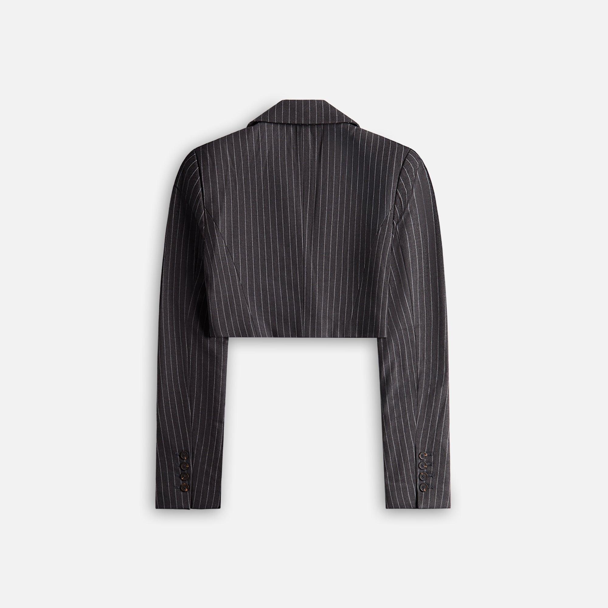 GUIZO Fei Pinstripe Cropped Blazer - Charcoal Female Product Image