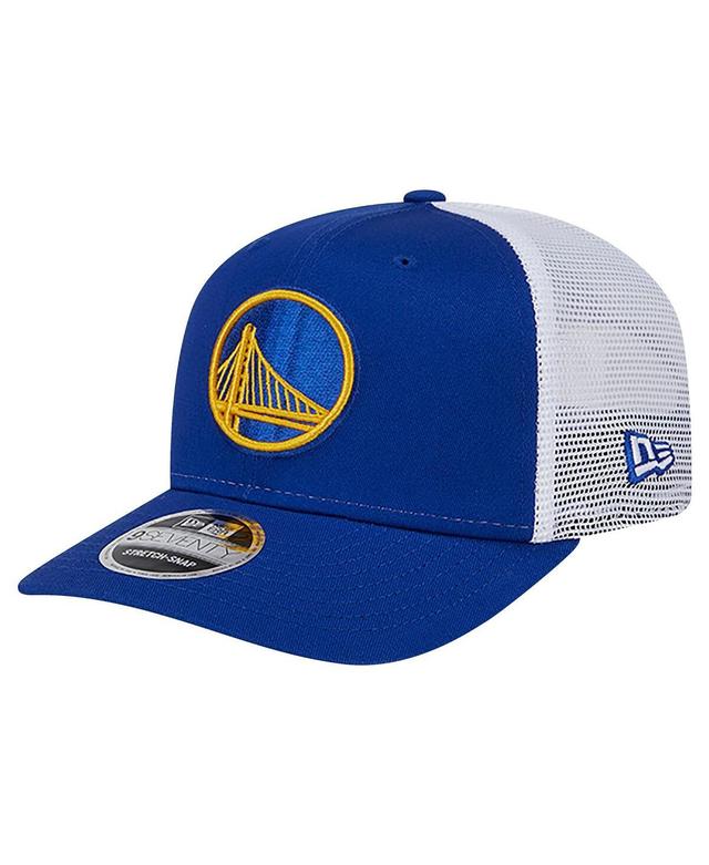 New Era Mens Royal Golden State Warriors Trucker 9SEVENTY Coolera Stretch-Snap Hat - Royal, White Product Image