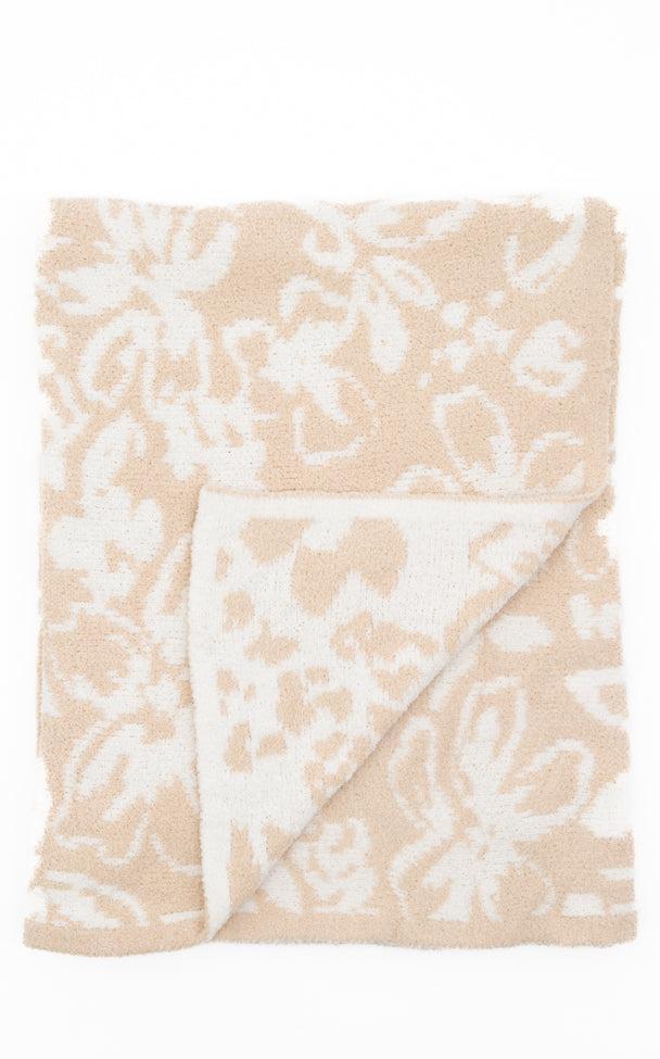 Make Me Believe Tan and Cream Floral Blanket Product Image