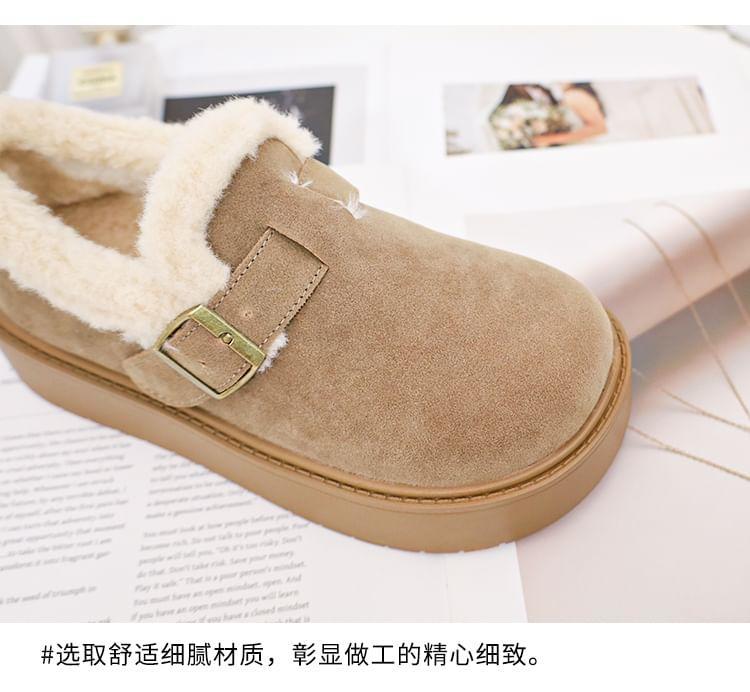 Platform Fleece-Lined Buckled Faux Suede Shoes Product Image