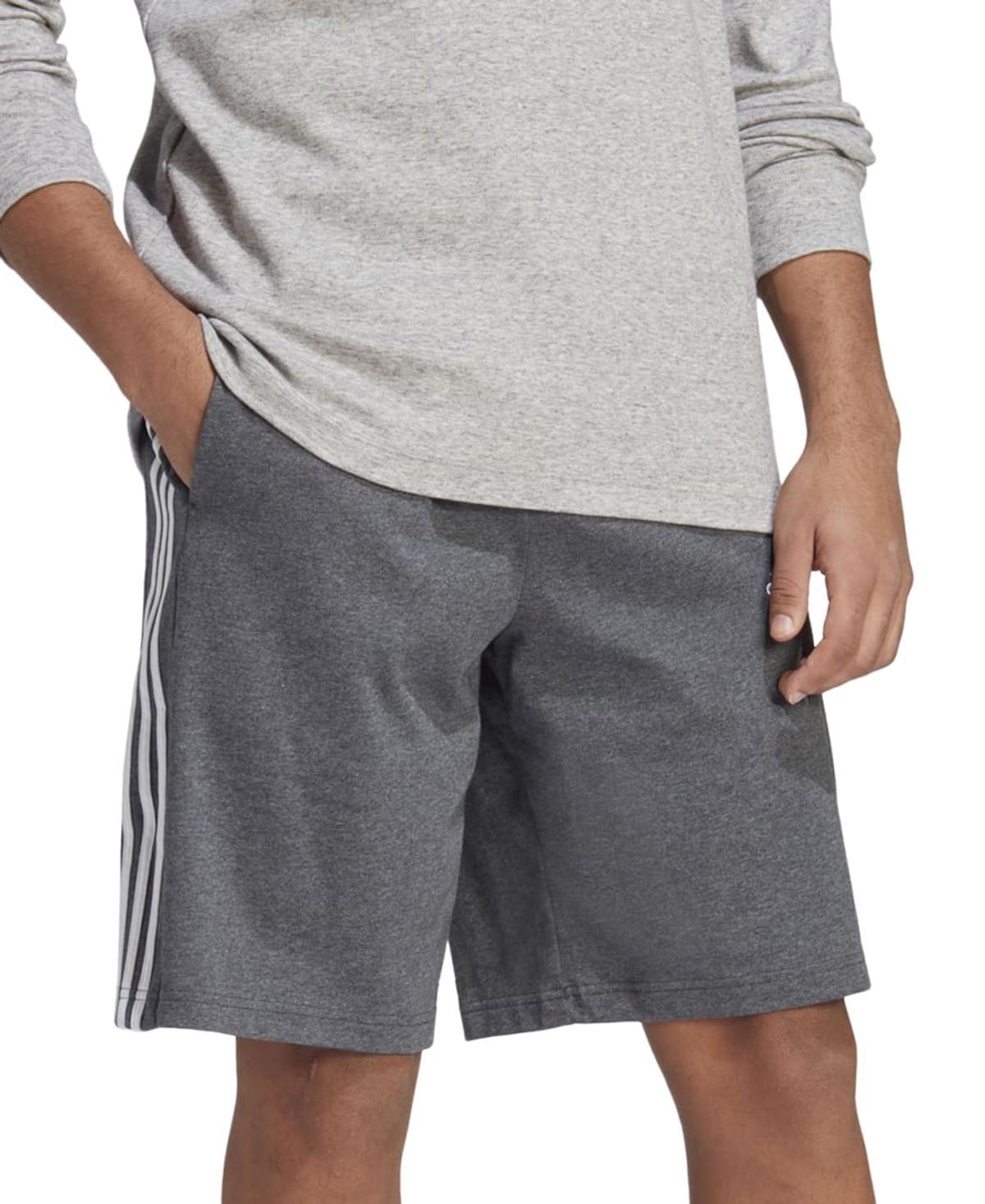 adidas Essentials 3-Stripes Single Jersey Shorts (Medium Grey Heather/White) Men's Shorts Product Image