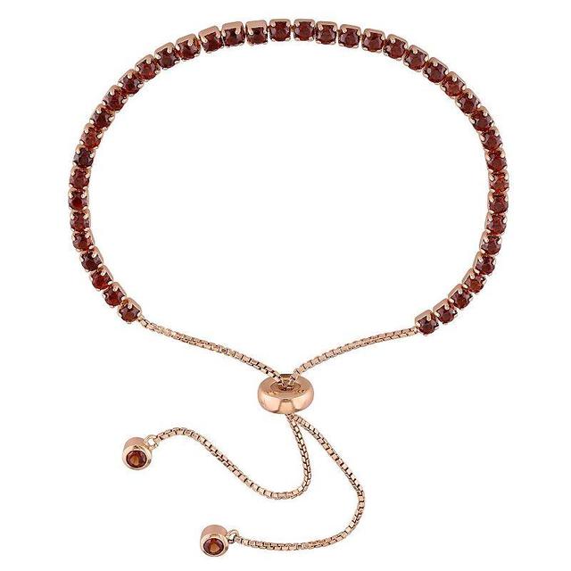 Stella Grace 18k Rose Gold Over Silver Garnet Tassel Bolo Bracelet, Womens Rose Gold Tone Product Image