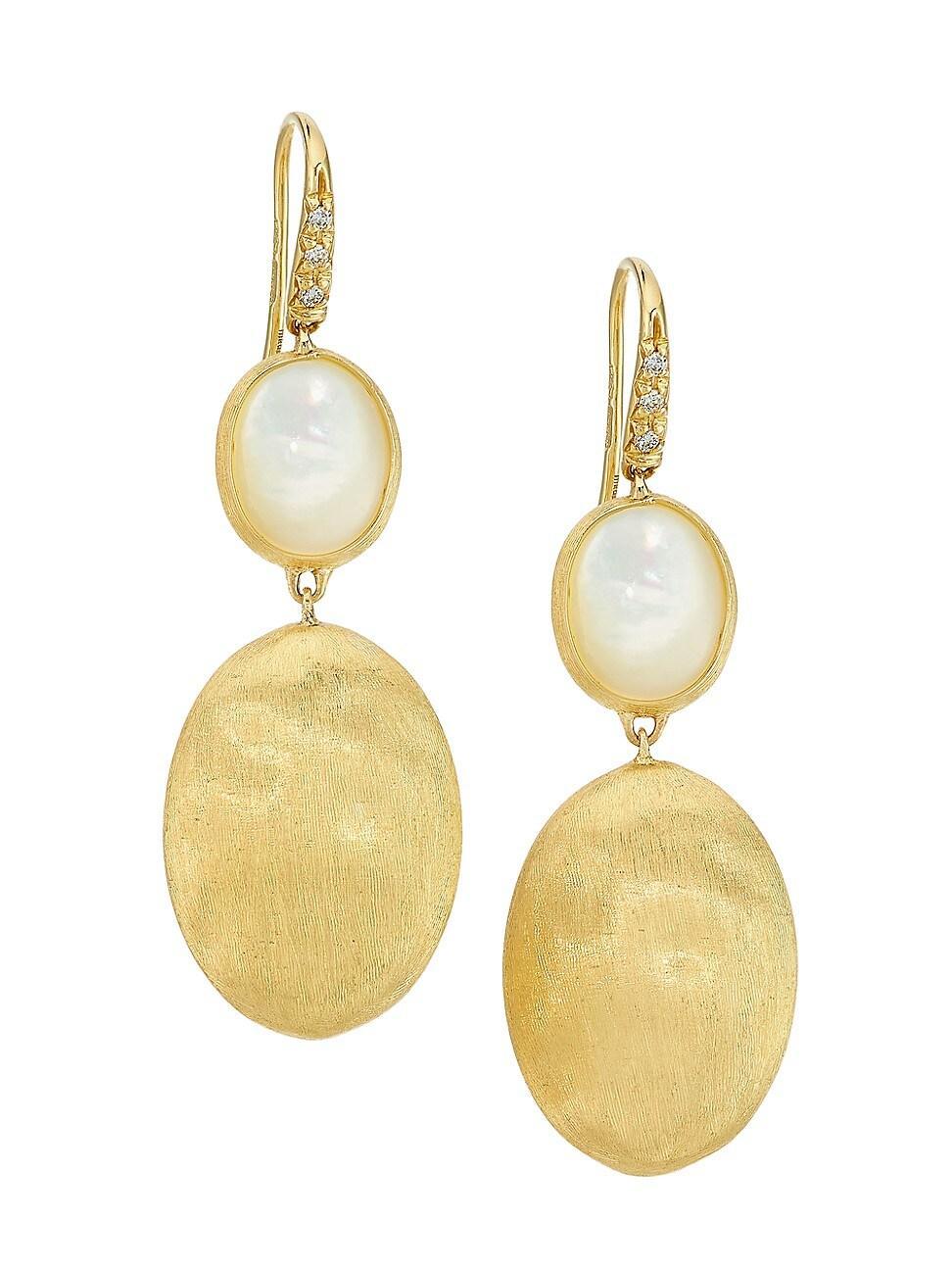 Womens Siviglia 18K Yellow Gold, 0.05 TCW Diamond, & Mother-Of-Pearl Drop Earrings Product Image