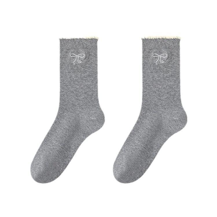 Bow Embroidered Socks Product Image