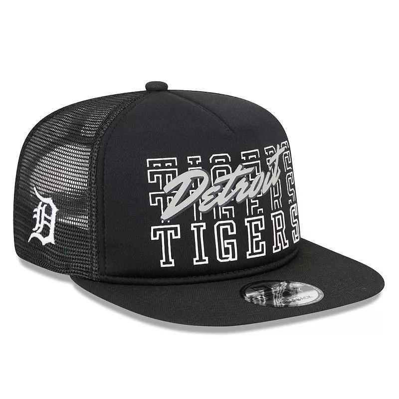 Mens New Era Black Detroit Tigers  Street Team A-Frame Trucker 9FIFTY Snapback Hat Product Image