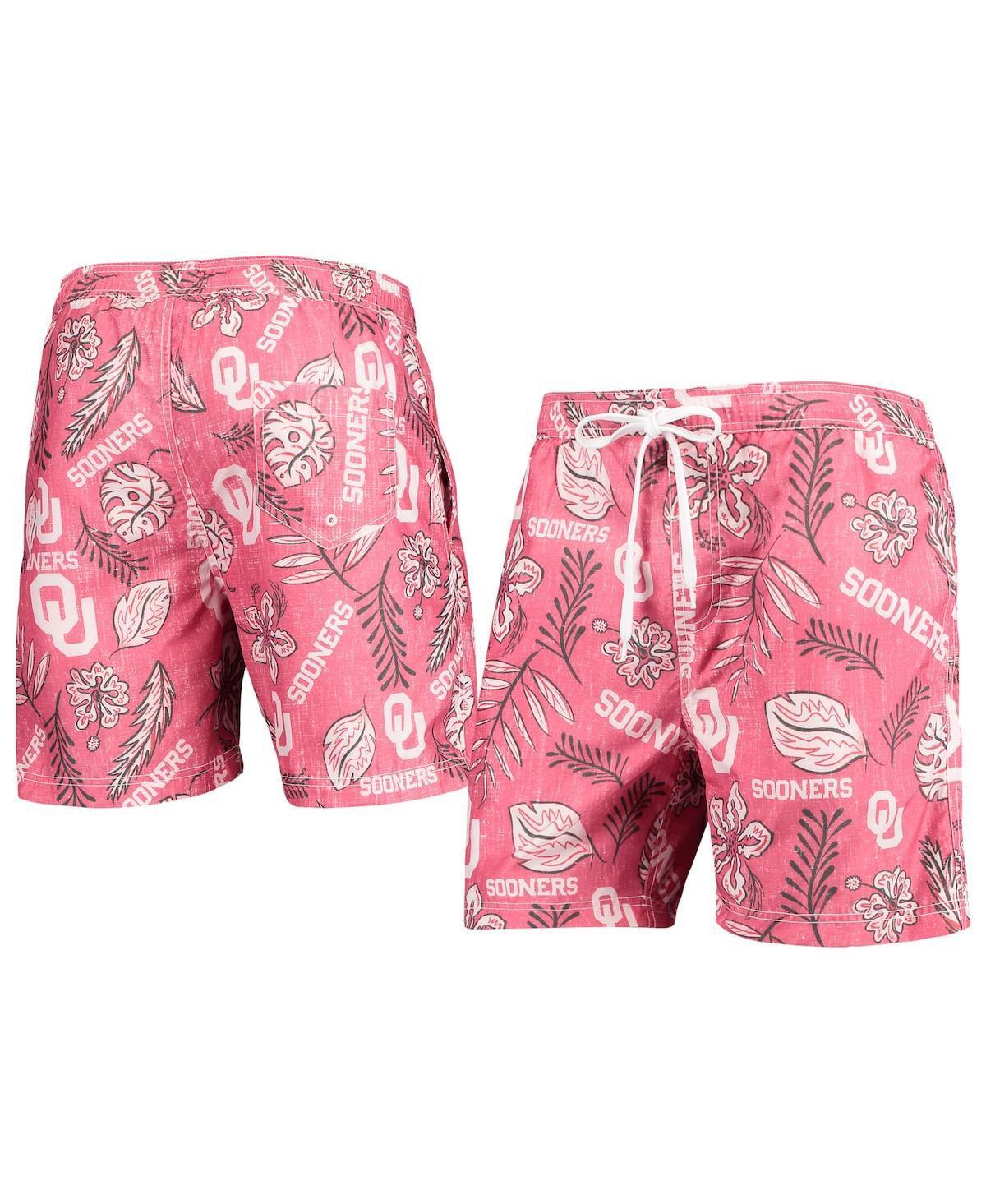 Mens Wes & Willy Crimson Oklahoma Sooners Vintage Floral Swim Trunks Product Image