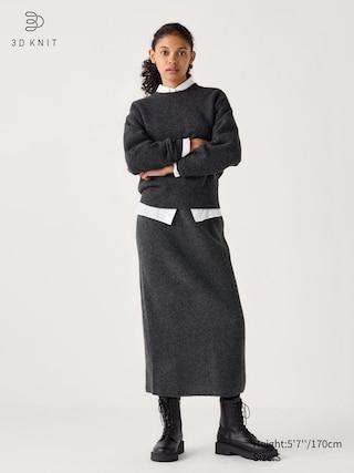 Womens 3D Knit Souffle Skirt Dark Gray XS UNIQLO US Product Image