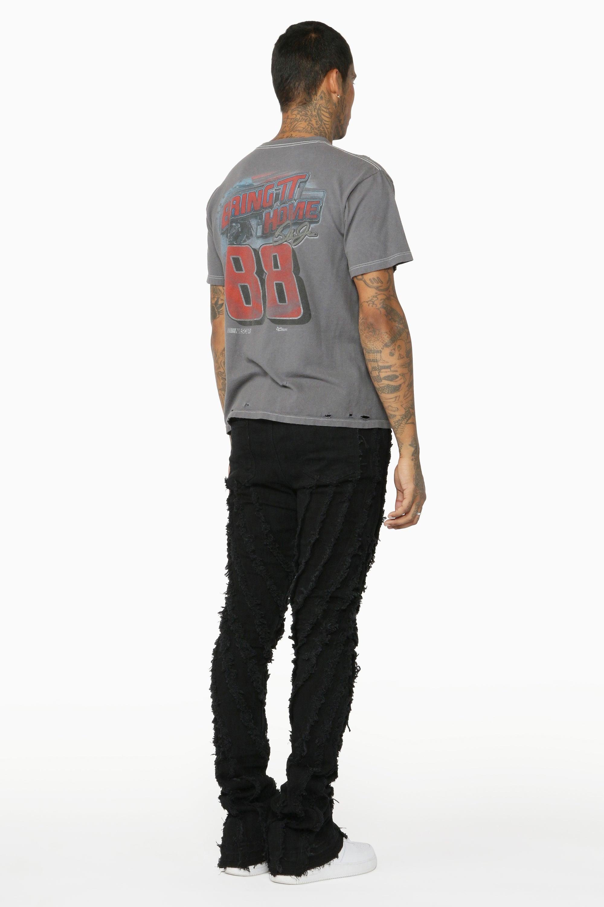 Lazer Black Stacked Flare Jean Male Product Image