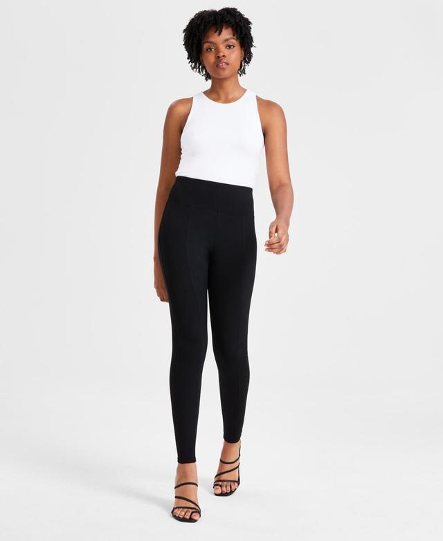 Bar Iii Womens High-Waist Seamed Ponte-Knit Leggings, Created for Macys Product Image