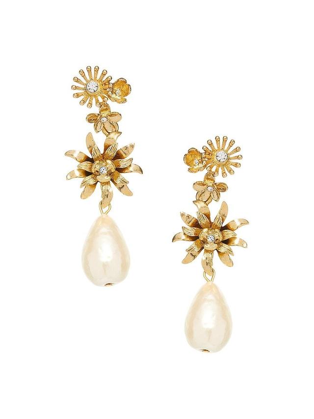 Womens Goldtone Bloom Faux Pearl Earrings Product Image