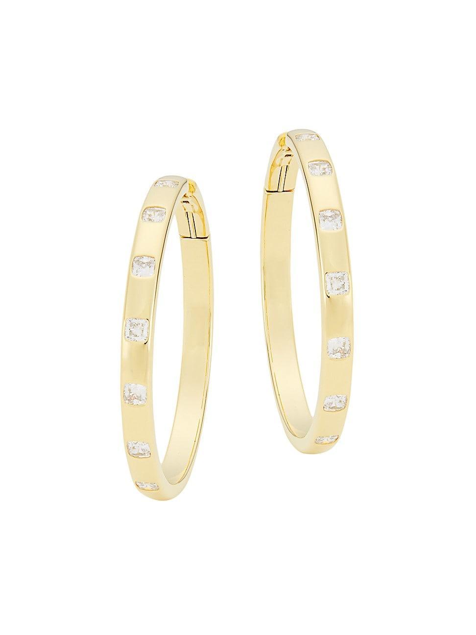 Womens Jolene 18K Gold-Plated & Cubic Zirconia Hoop Earrings Product Image