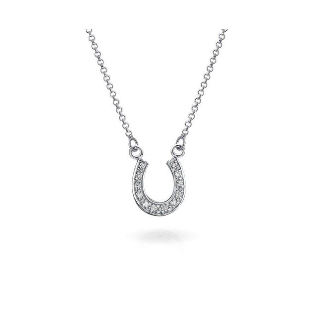 Bling Jewelry Petite Pave Cubic Zirconia Cz Equestrian Good Luck Charm Horseshoe Necklace Pendant Western Jewelry For Women Teens Graduation Gift .925 Product Image