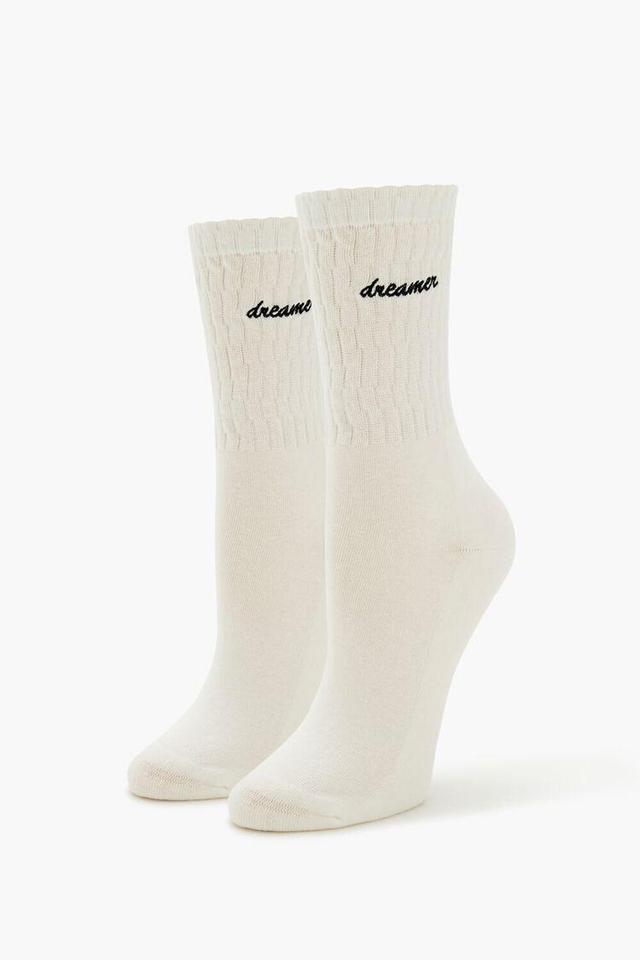 Embroidered Dreamer Crew Socks | Forever 21 Product Image