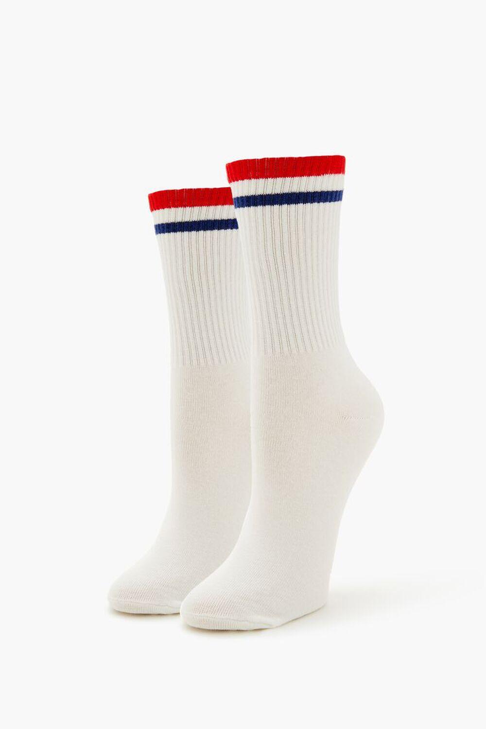 Varsity-Striped Crew Socks | Forever 21 Product Image