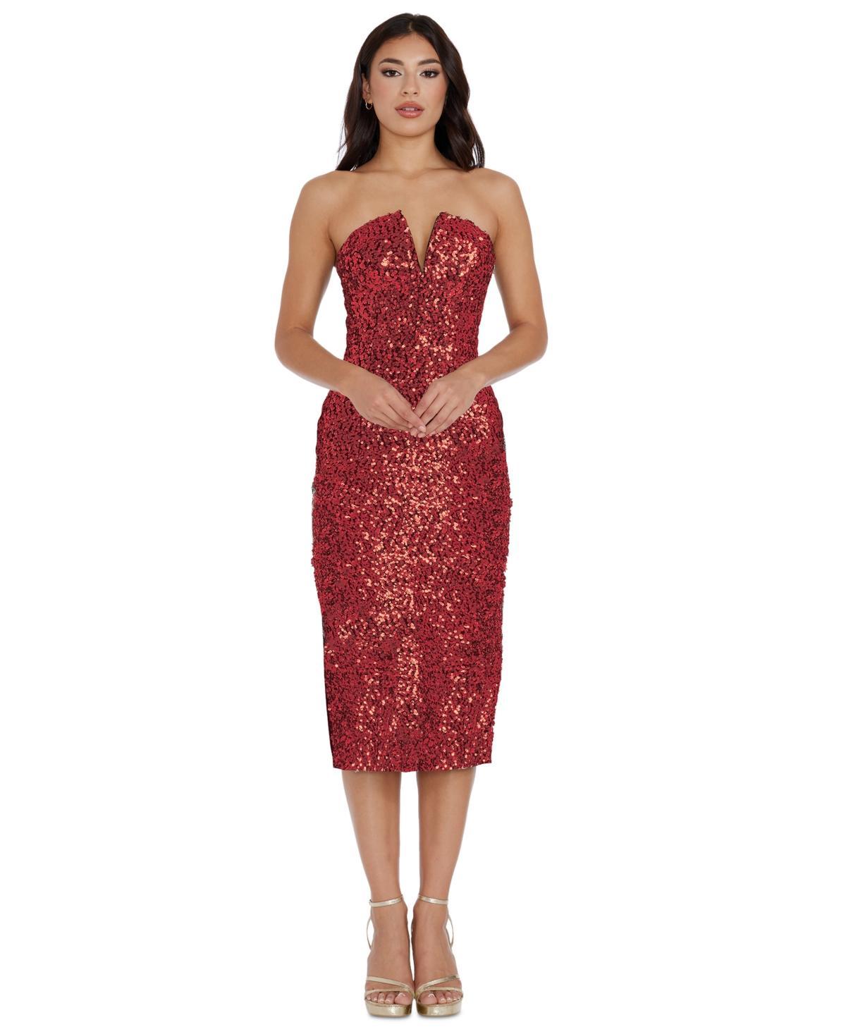 Dress the Population Womens Perla Strapless Sequined Dress Product Image