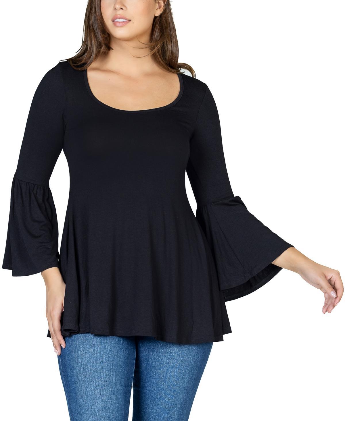 24seven Comfort Apparel Womens Bell Sleeve Flared Tunic Top Product Image