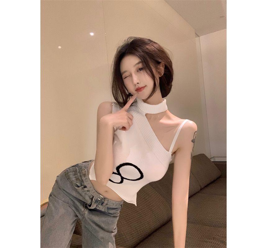 Sleeveless Mock-Neck Crop Knit Top Product Image