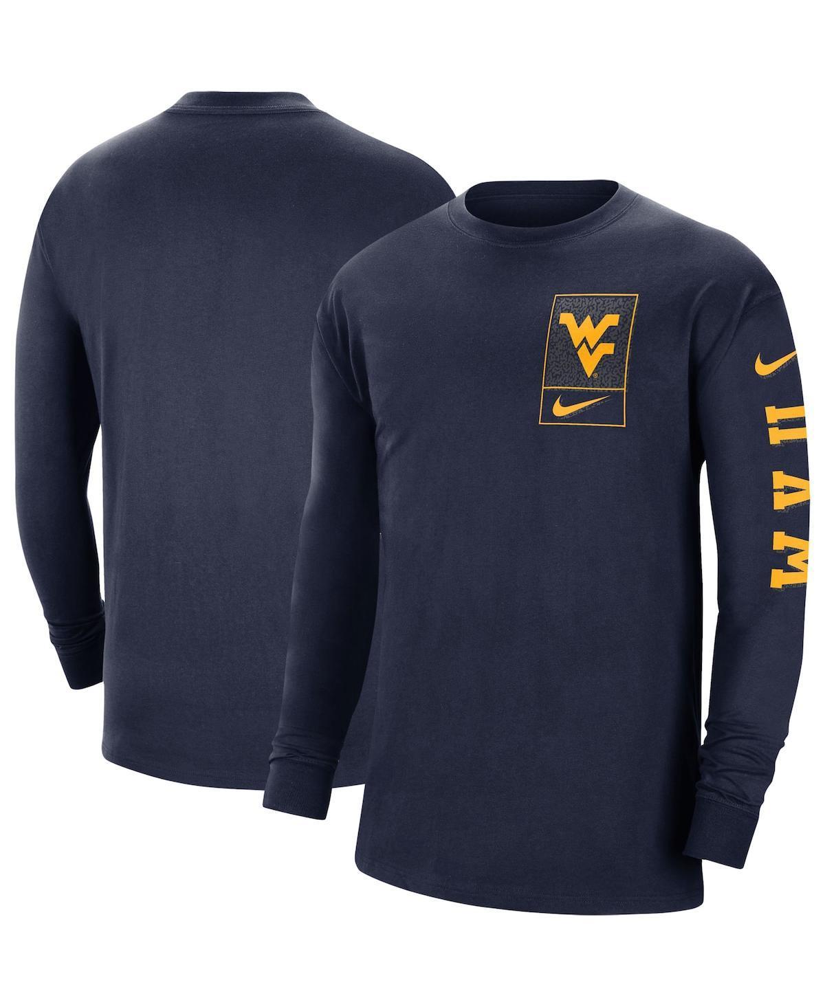 Mens Nike Navy West Virginia Mountaineers Seasonal Max90 2-Hit Long Sleeve T-shirt Product Image