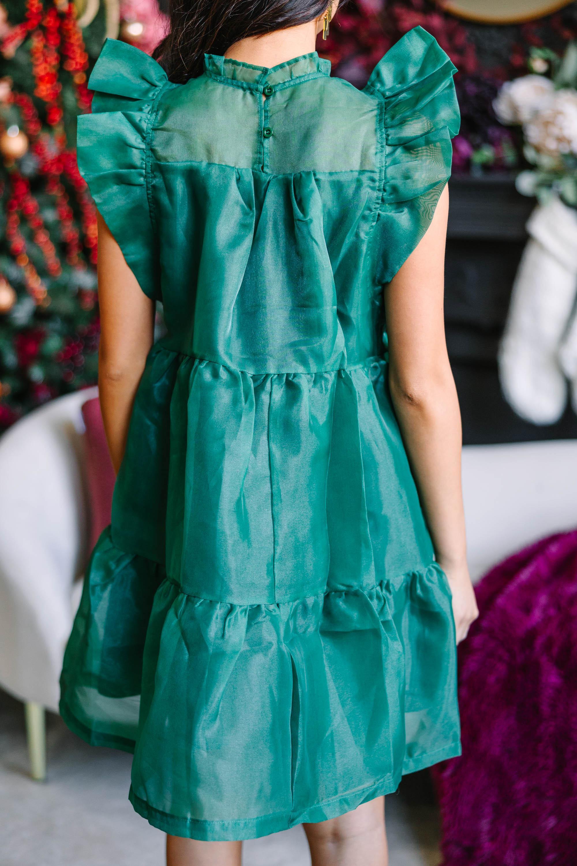 Keep Watch Emerald Green Ruffled Dress Female Product Image