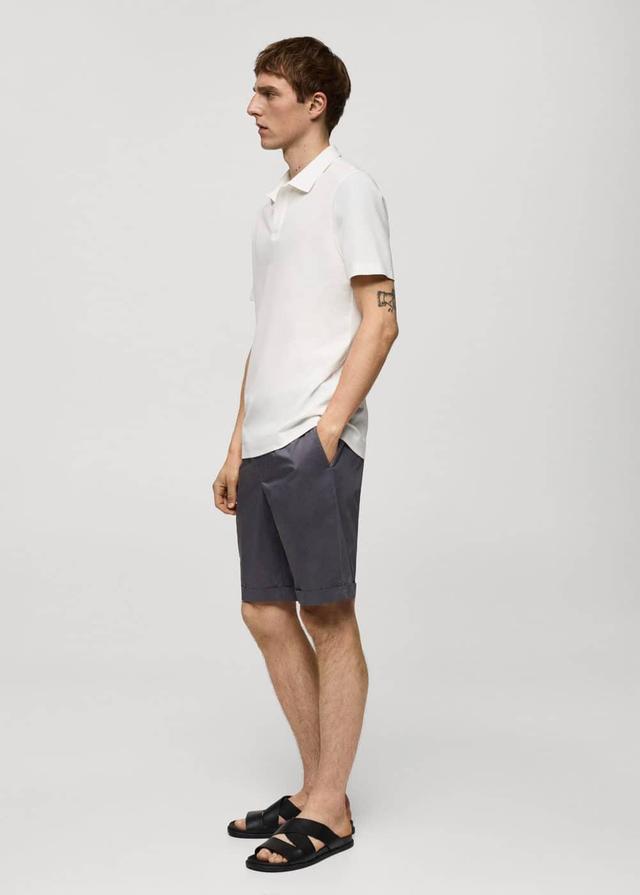 Slim-fit cotton-piqué polo shirt - Men | MANGO USA Product Image