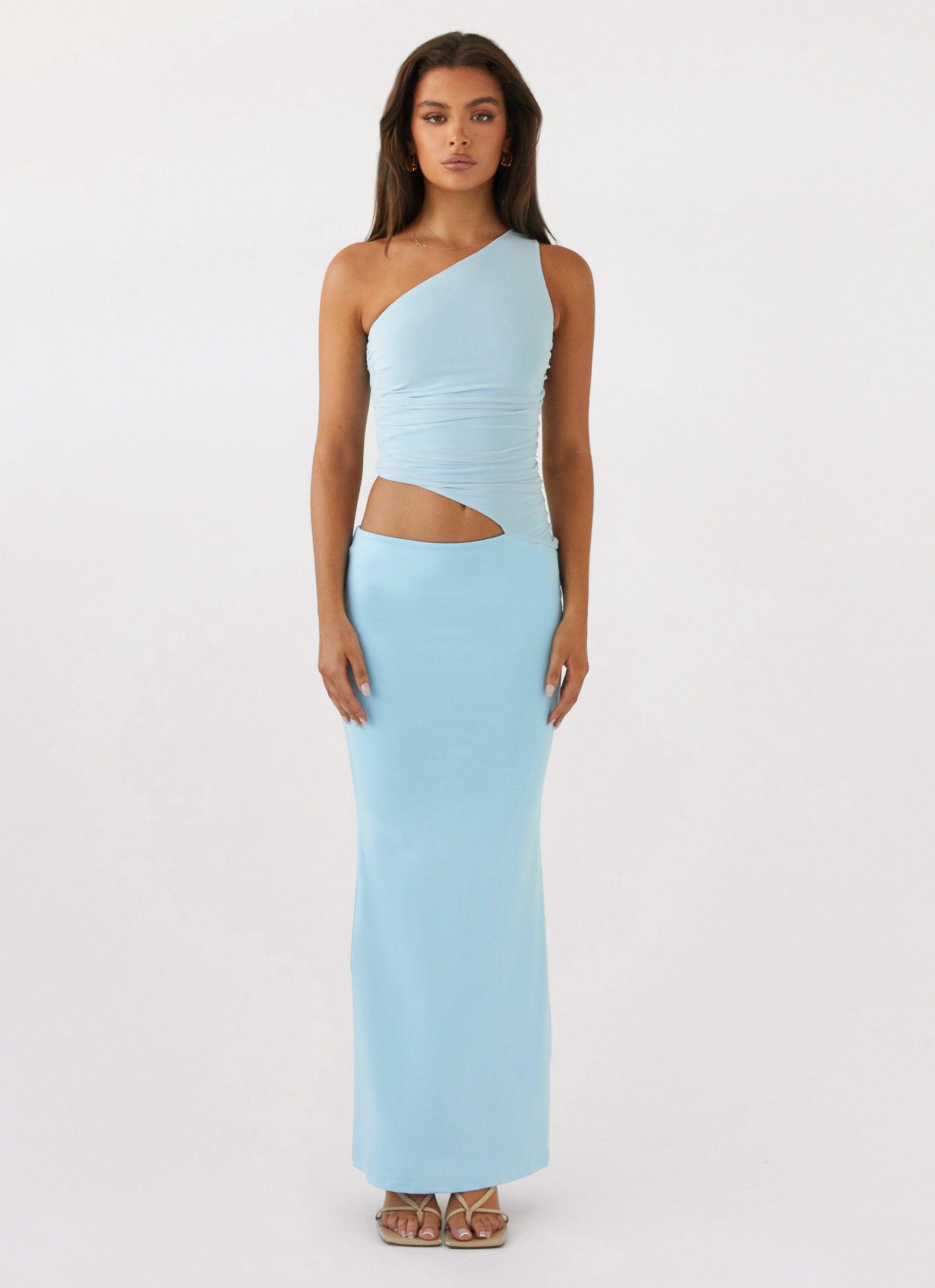 Seranella One Shoulder Maxi Dress - Sky Blue Product Image