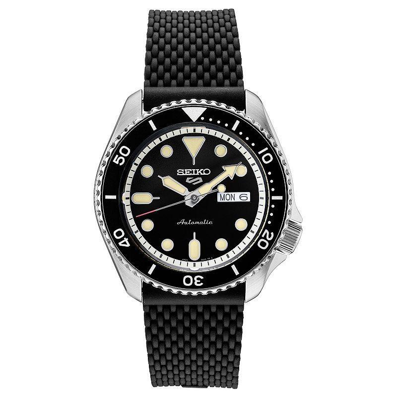 Seiko Mens 5 Sports Stainless Steel Black Dial Watch - SRPG27 Silver Product Image