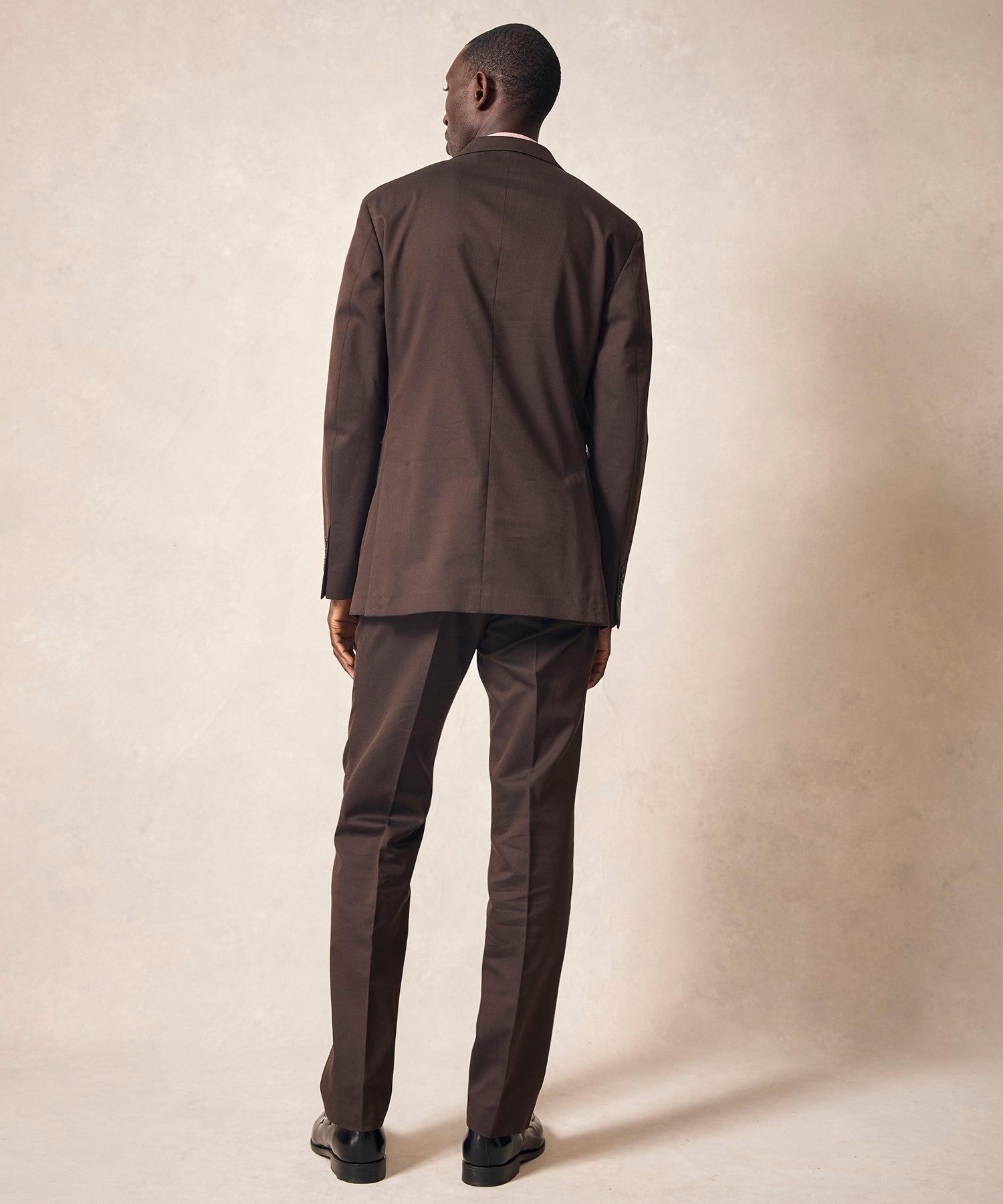 Italian Wool Cotton Sutton Suit in Dark Brown Product Image