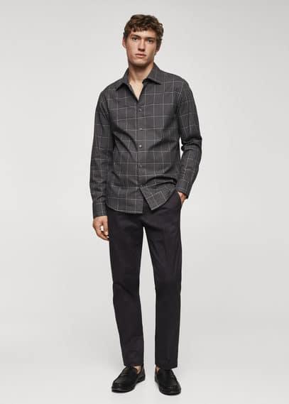 MANGO MAN - Slim-fit windowpane-check shirt greyMen Product Image