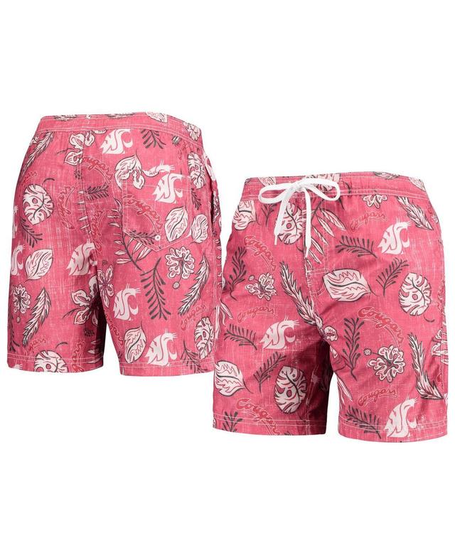 Mens Wes & Willy Crimson Washington State Cougars Vintage Floral Swim Trunks Product Image